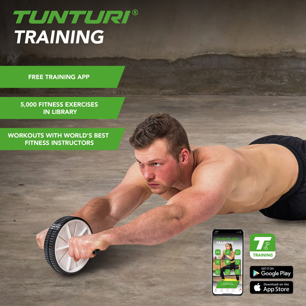 Træningshjul Mavehjul TUNTURI Dobbelt