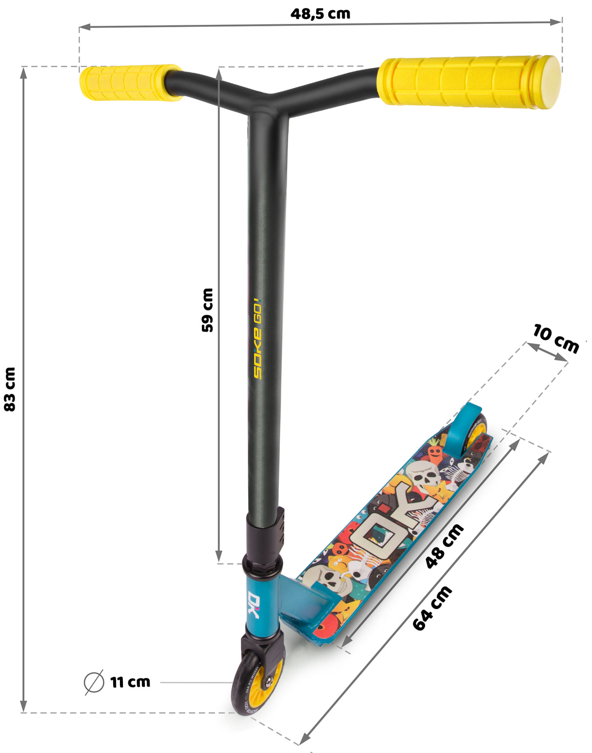 Stuntscooter SOKE GO! blå-gul