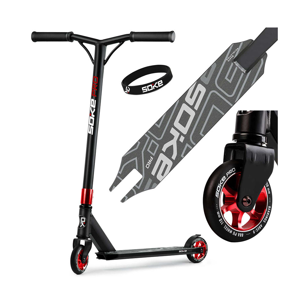 Trickscooter SOKE PRO, svart-röd-grå