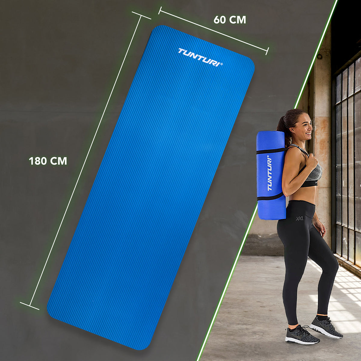 Gymnastikmåtte TUNTURI Fitnessmat NBR, blå
