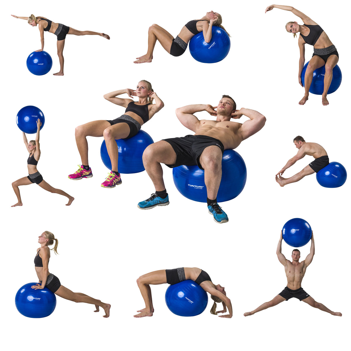 Träningsboll TUNTURI Gymball 55cm anti-burst, svart