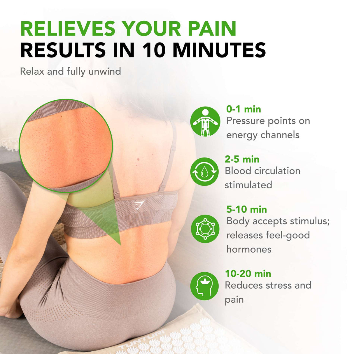 Akupunkturmatta och kudde TUNTURI PRO Akupressurmatta och kudde, beige