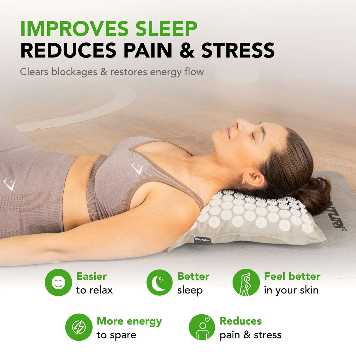 Akupunkturmatta och kudde TUNTURI PRO Akupressurmatta och kudde, beige