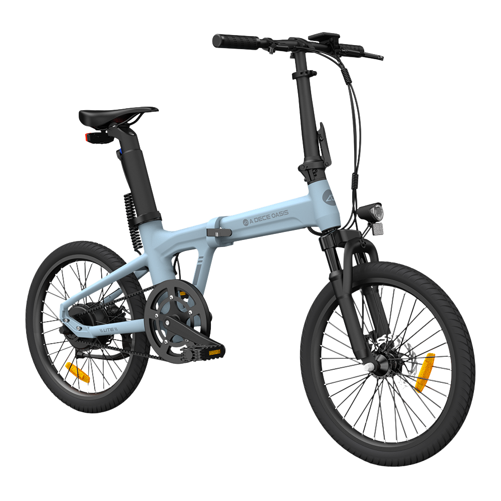 Hopfällbar elcykel ADO A20S AIR med fjädring fram, blå
