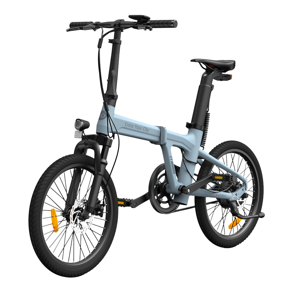 Hopfällbar elcykel ADO A20S AIR med fjädring fram, blå