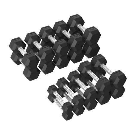 Hantelset TUNTURI Platinum Hex Rubber Dumbbells, 1-10 kg