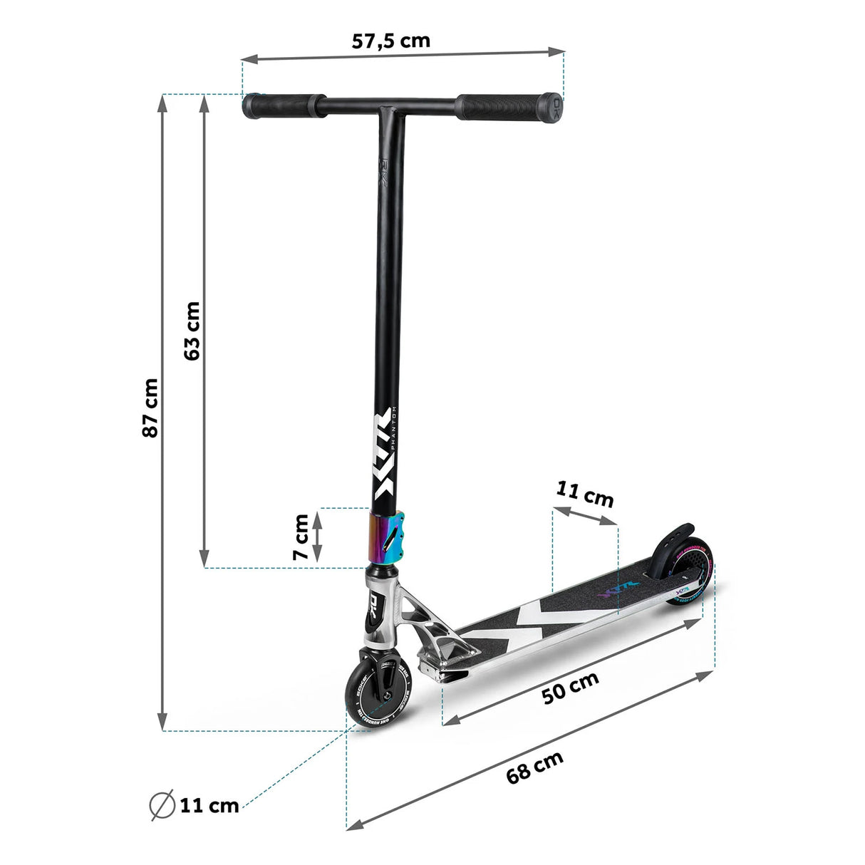 Stuntscooter SOKE XTR, silver-svart