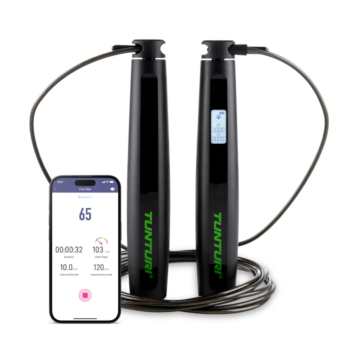 Hopprep TUNTURI Smart Jump Rope med display och app