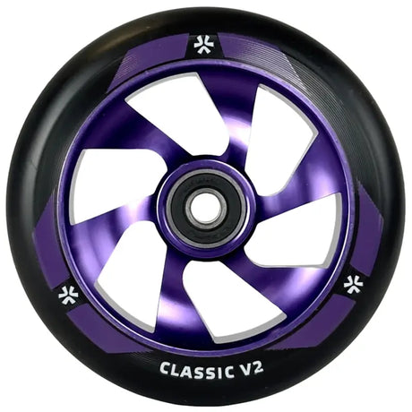 Hjul till sparkcykel UNION Classic V2 Pro Scooter Wheel 110mm, svart/polerad lila