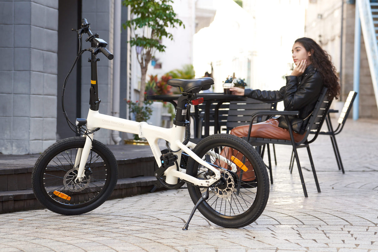 Hopfällbar elcykel ADO A20 AIR, vit