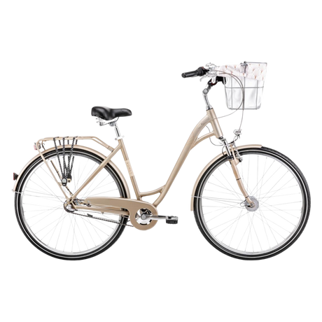 Cykel ROMET Art Deco Classic, med korg fram, beige