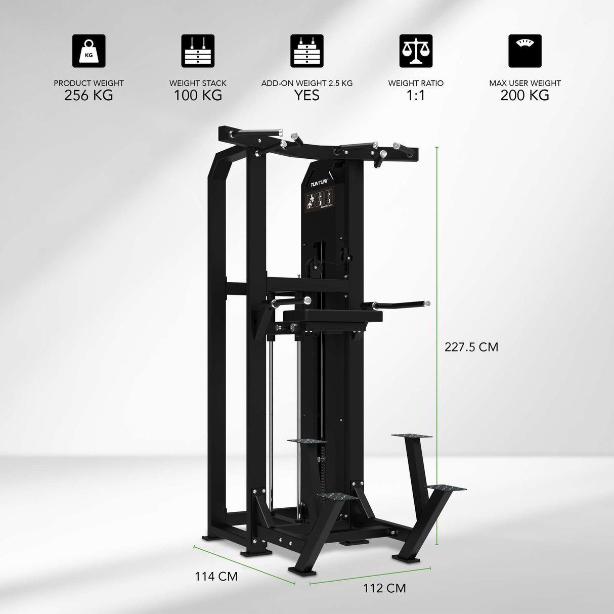 TUNTURI Platinum - Dual Assisted Chin Up/Dip - Selectorized V-Series