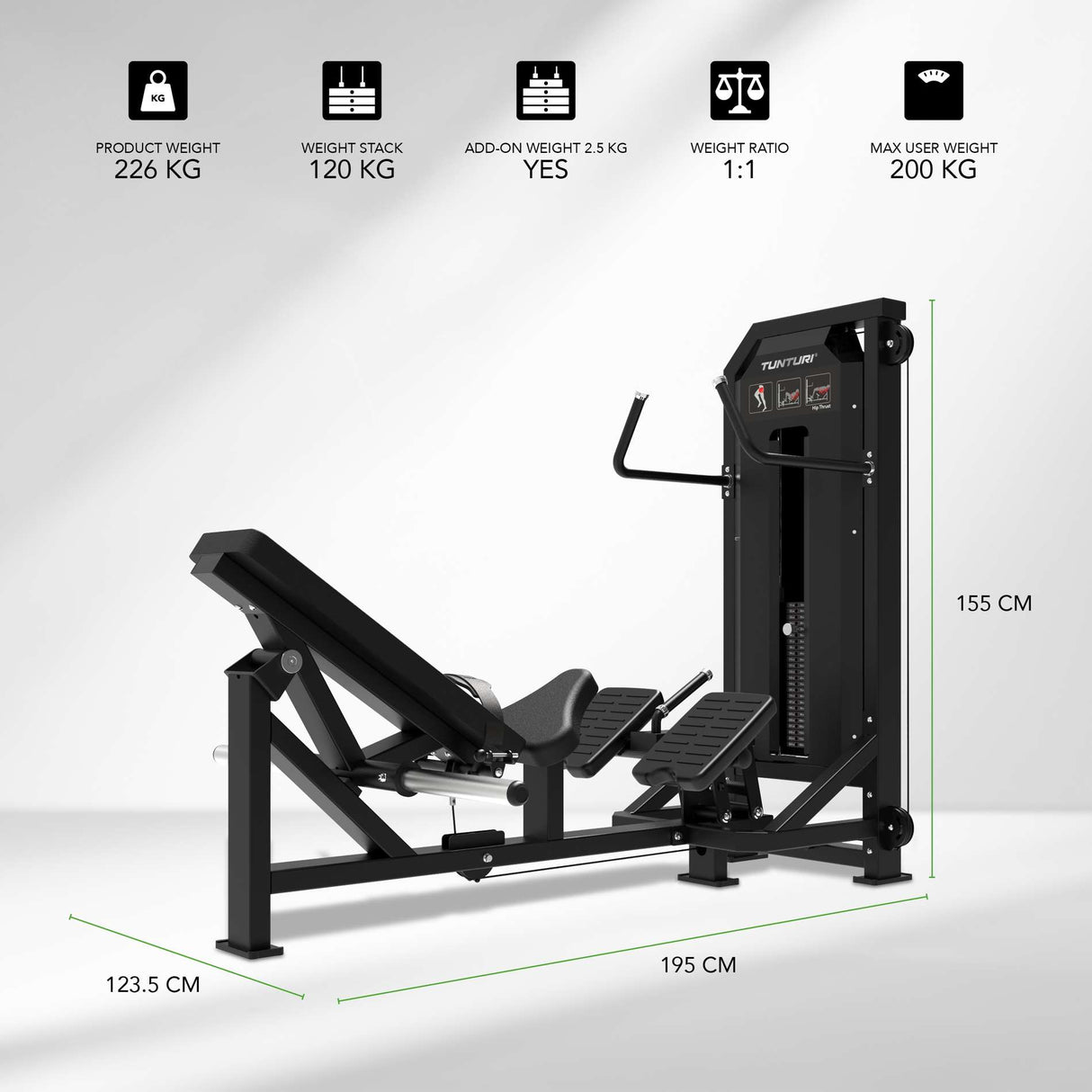 TUNTURI Platinum - Hip Thrust - Selectorized V-Series