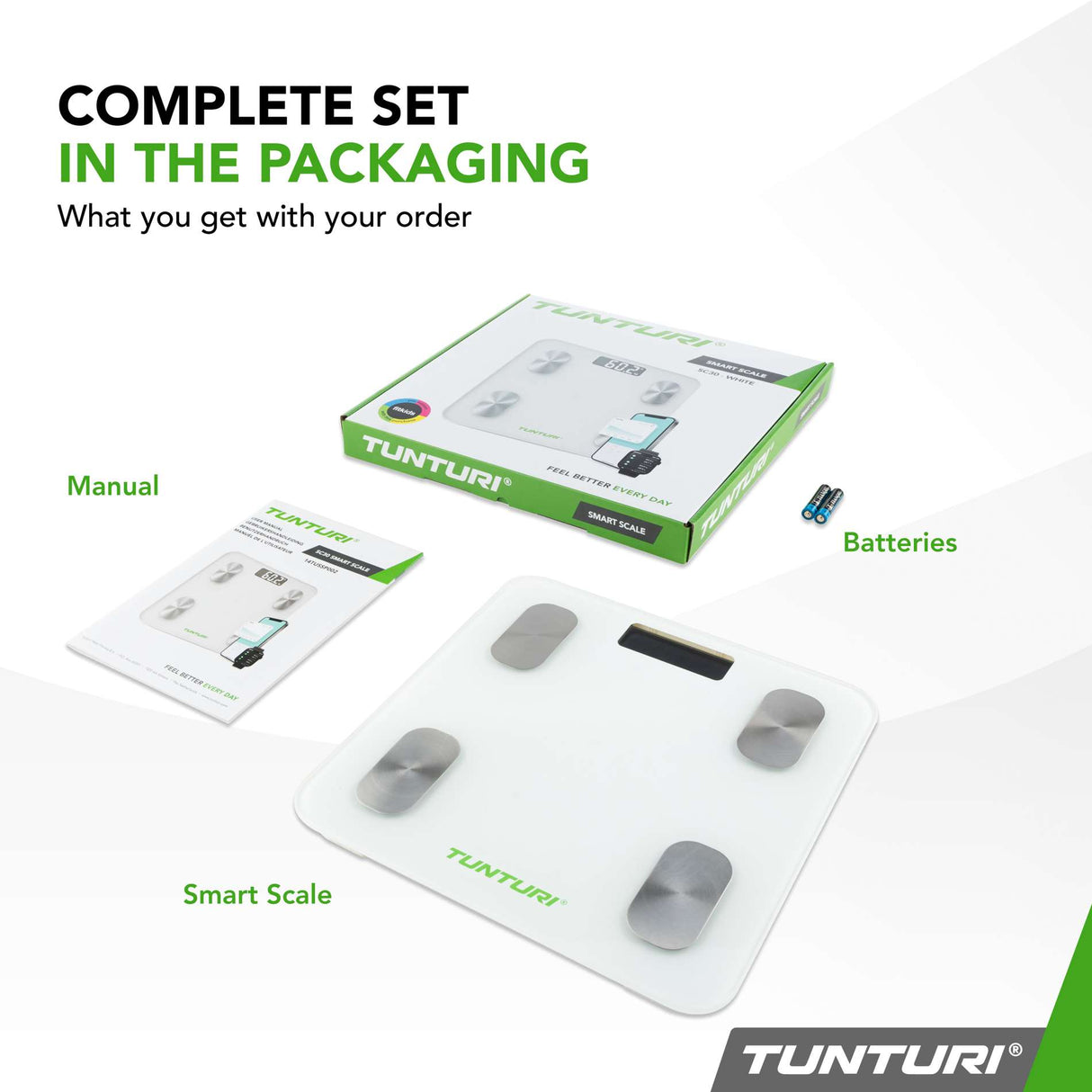 TUNTURI SC30 Smart Scale med app, vit