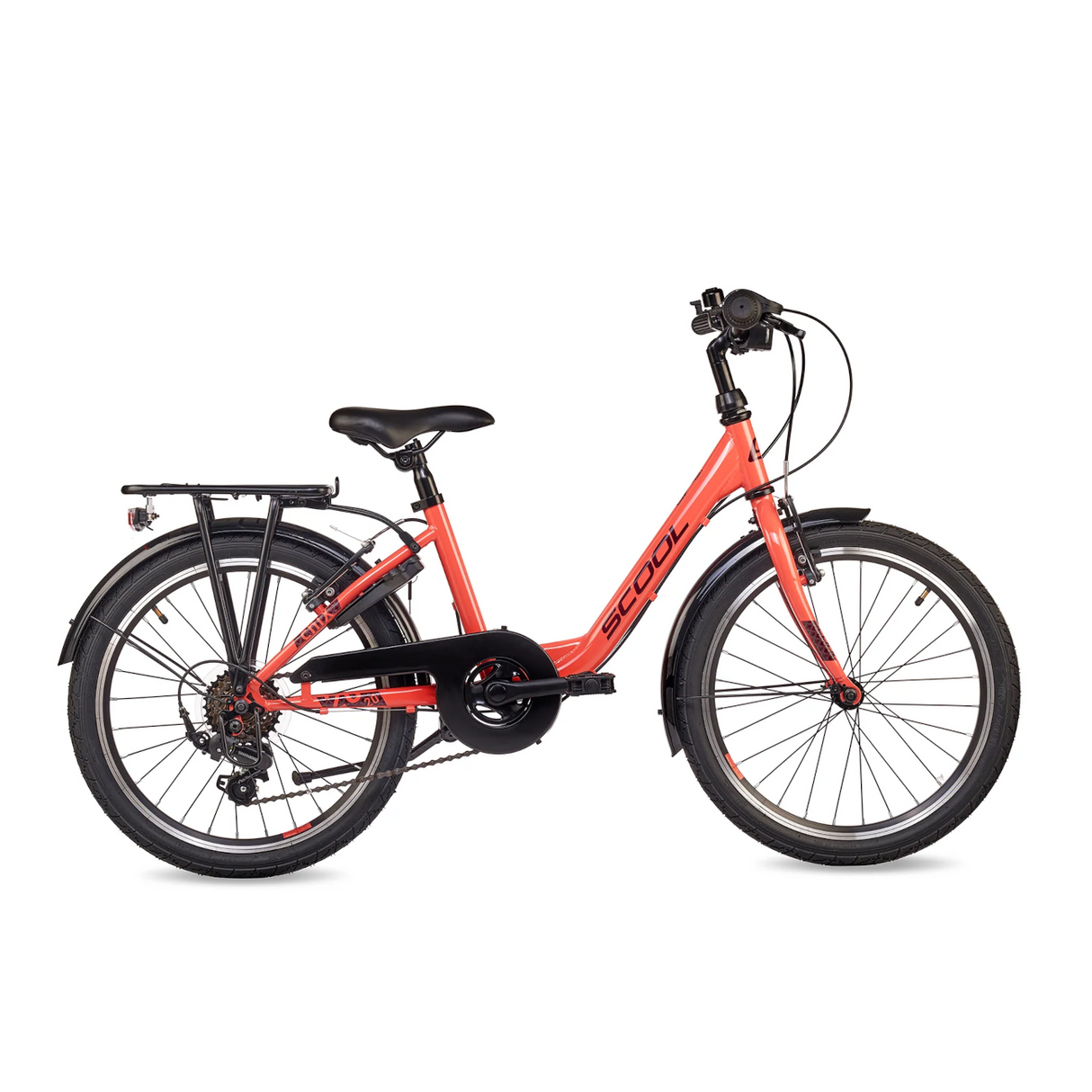 Barncykel S'COOL chiX, 20" Coral/Mörkröd