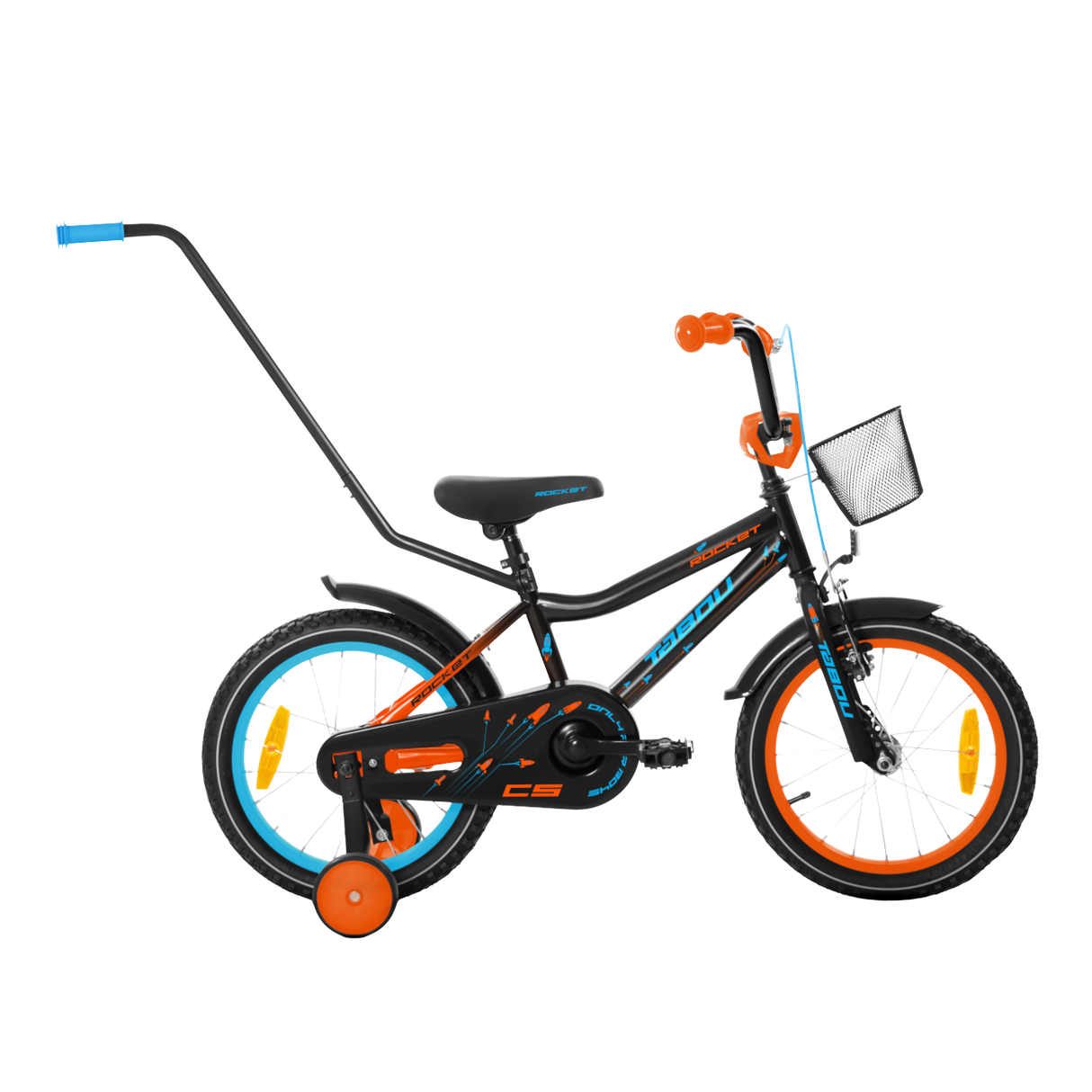 Barncykel TABOU Rocket CS, 16" svart/orange