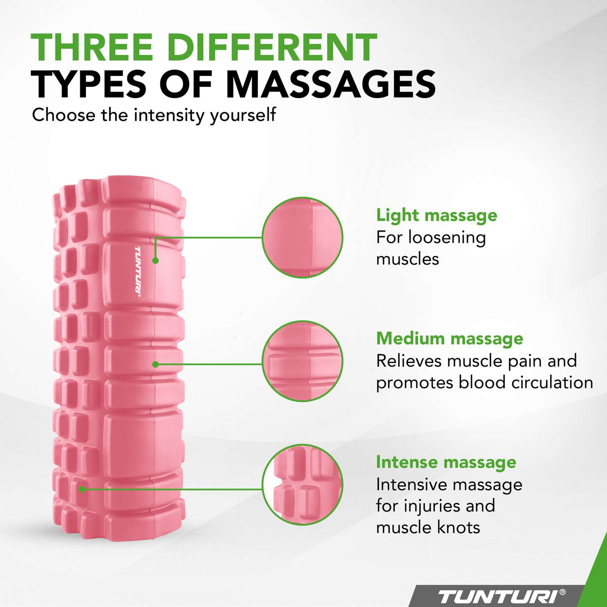 Massage roller TUNTURI Yoga Grid Foam Roller, 33cm, Rose Gold