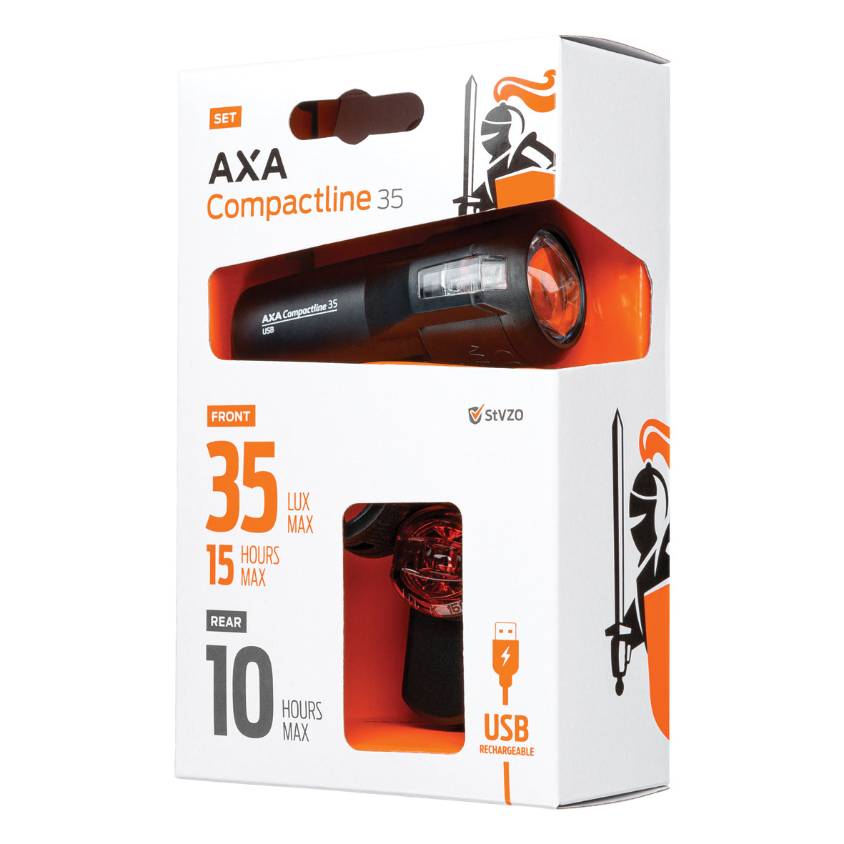 Set med cykellampor AXA Compact Line Battery 35 Set