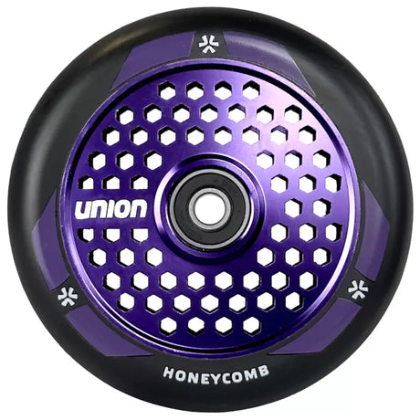 Hjul till sparkcykel UNION Honeycomb Pro Scooter Wheel 110mm, svart/polerad lila