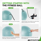 Træningsbold TUNTURI Gymball 55cm, Anti-Burst, Petrol