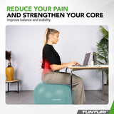 Träningsboll TUNTURI Gymball 55cm, Anti-Burst, Petrol