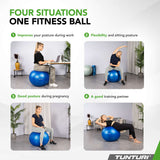 Gymnastikboll TUNTURI Gymball 65cm, Anti-Burst, Blå